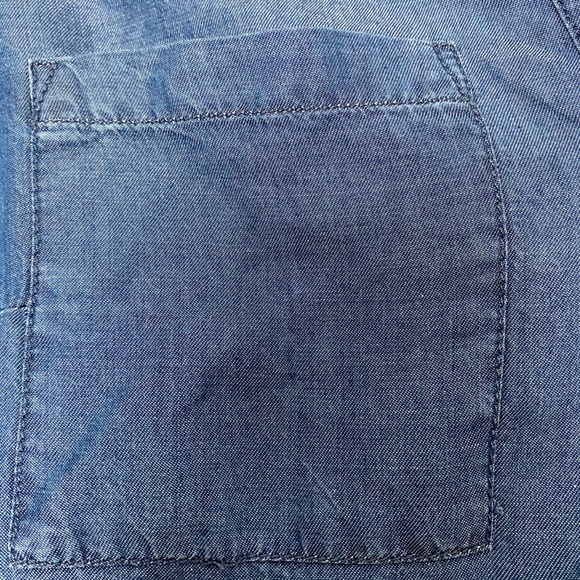 NWT New York & Company Split Back Graphic Blouse in Indigo Blue Size Small - Picture 4 of 13